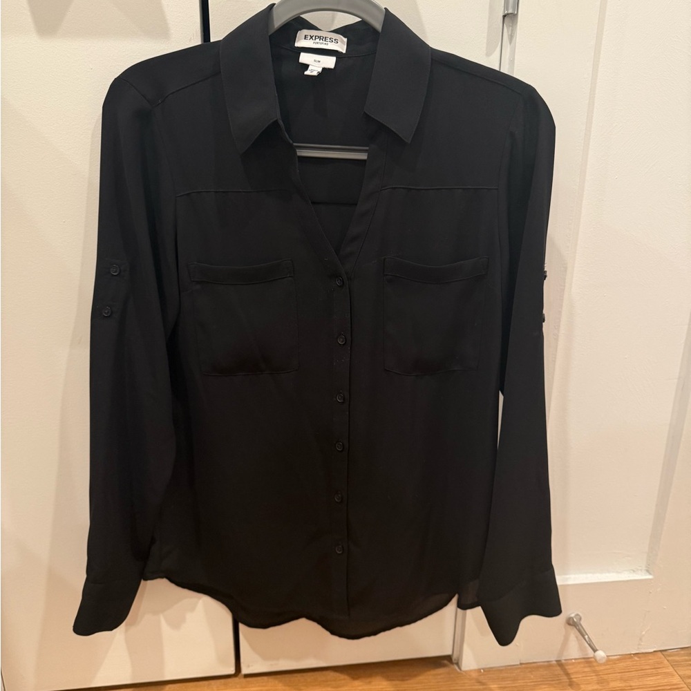 Express Black Button-Up Blouse